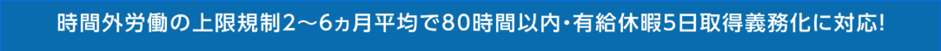 時間外労働の上限規制２～６ヵ月平均で80時間以内・有給休暇５日取得義務化に対応！